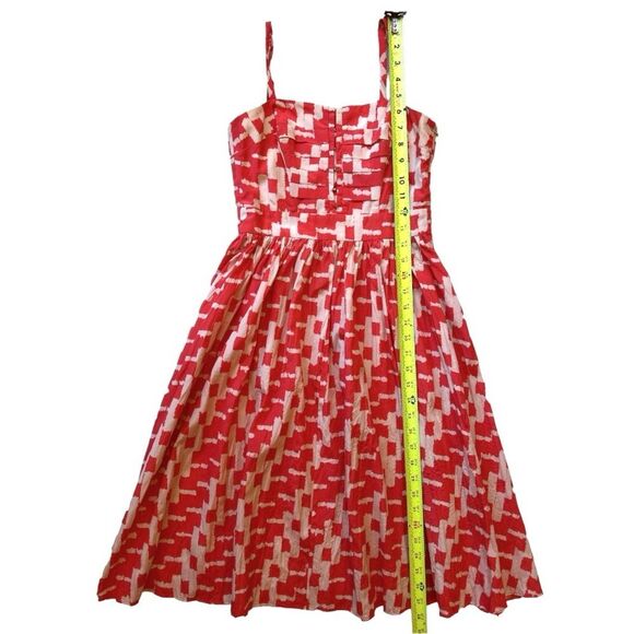 French Connection Coral & White Sleeveless Silk Blend Summer Sun Dress Size 0 - Picture 10 of 10